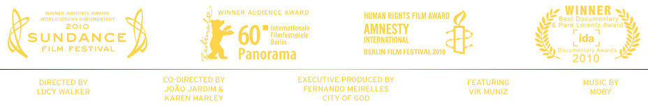 Image showing various festival awards wone by WASTE LAND as well as production credits